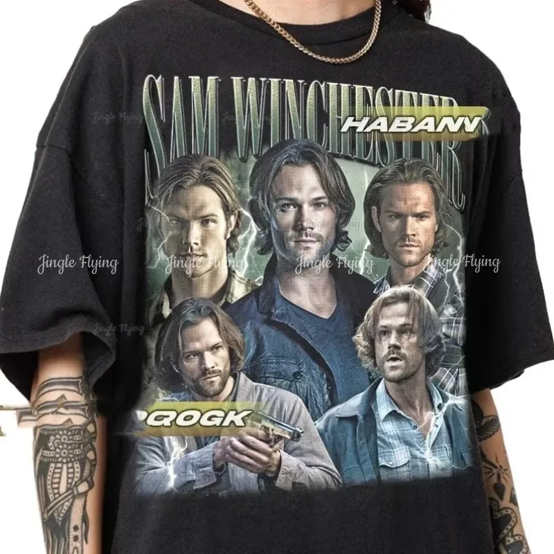 Фото Ограниченная серия Sam Winchester, винтажный подарок для женщин и мужчин, футболка унисекс, мужские футболки высокого качества №2