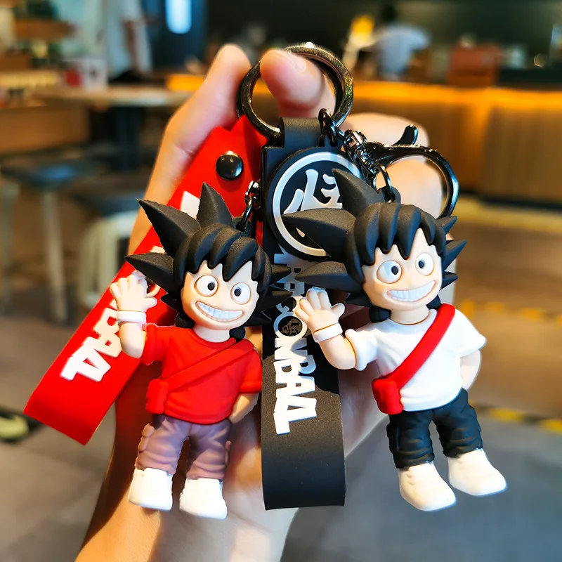 

Dragon Ball z Keychain Son Goku Anime super saiyan Kakarotto Action Figure Silicone Doll Cars Keyring School Bag Decor Pendant