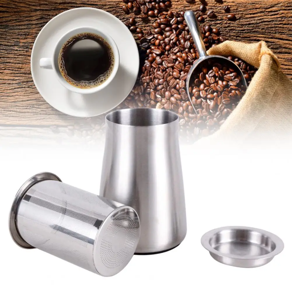 

Coffee Sifter Fine Mesh Good Filtering Effect Stainless Steel Coffee Powder Sifter Sieve Filter Container with Lid for Home Cafe