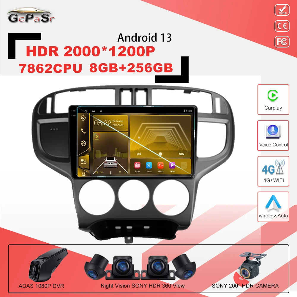 

Android 13 Car Radio GPS For Hyundai Matrix 2001-2010 Multimedia Video Player Navigation Carplay Auto 7862CPU stereo GPS NO 2din