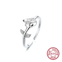 fashion adjuestable size luxury rose ring silver 925 charm fine jewelry for intellectual women gifts