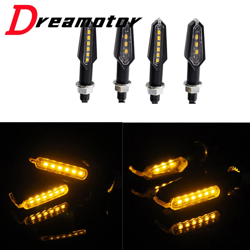 

4PCS Motorcycle Double-Sided Turn Light Modified Rear Tail Light LED Direction Light Running Water Light Tail Stop Indicator