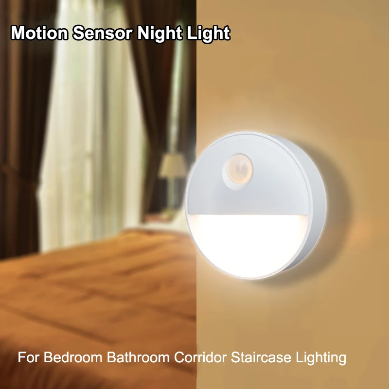 

PIR Motion Sensor Light Eye Care Bedside Lamp Battery Operated Wireless Wall Light For Bedroom Kitchen Corridor Closet Lighting