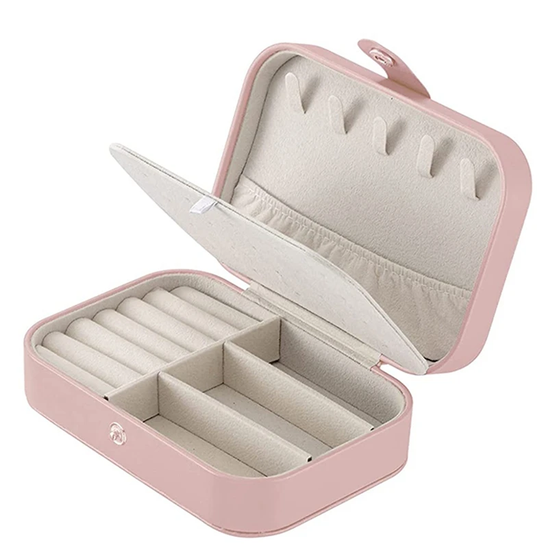 

Portable Jewelry Box Small 2-Layer Travel Jewelry Organizer PU Leather Display Storage Case