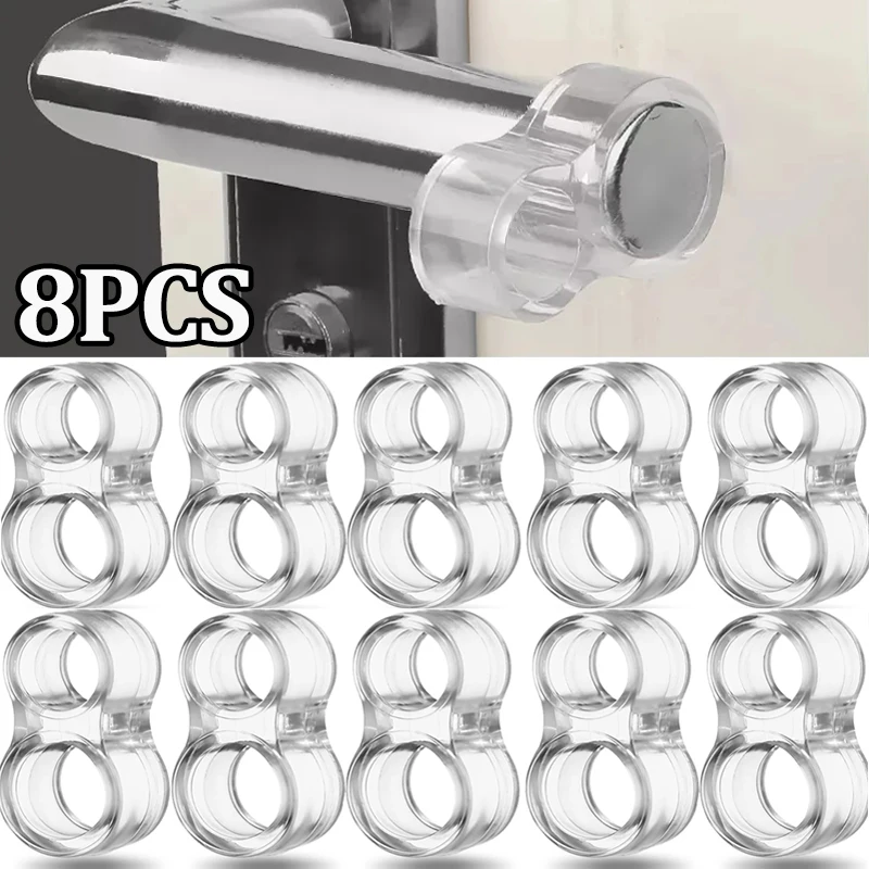 

1/8PCS Transparent Door Stop Silicone Safety Anti-collision Covers Ring Doors Handle Protection Child Punch-free Shockproof Pad