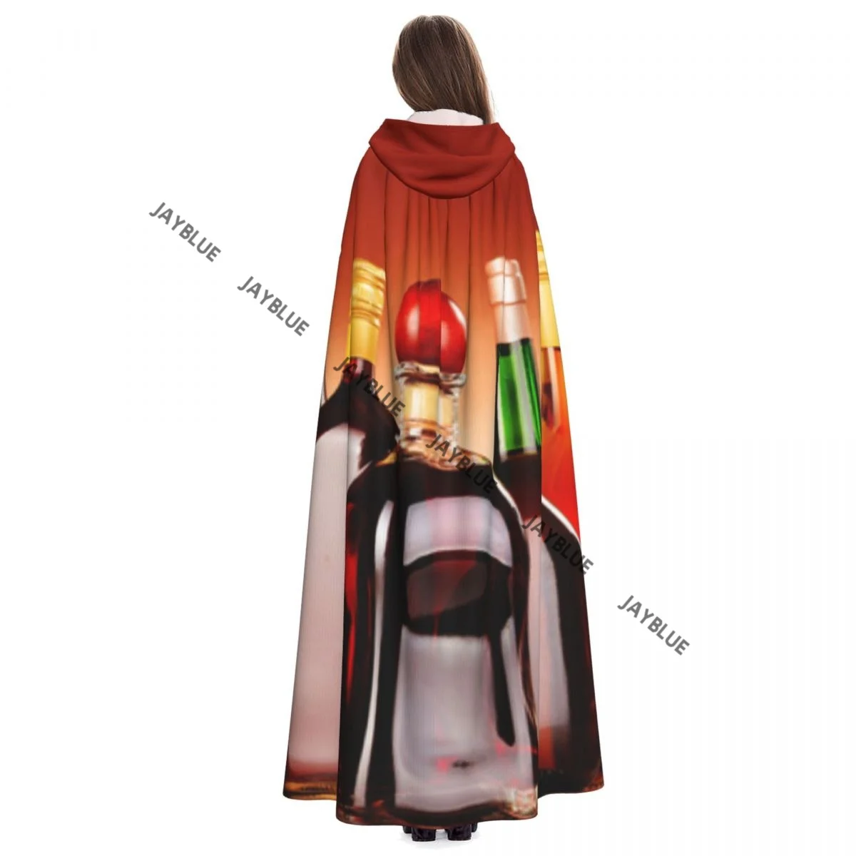 Длинная накидка-плащ Бутылки разных алкогольных напитков Пиво и вино Плащ с