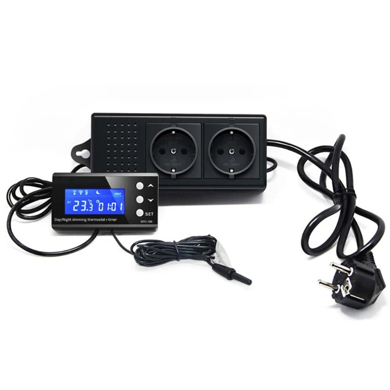 

Fish Tank Digital Thermostat with Timer Probe Digital Temperature Controller for Reptile Breeding Box Aquarium Fish Tank