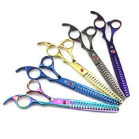 7 inch left handed dog grooming scissors professional hairdressing dogs pet supplies 62hrc hardness curve 440c cutting hair kit