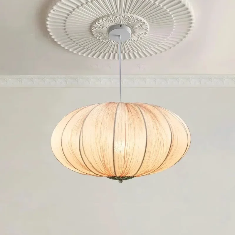 French vintage pendant light bedroom pink lantern master study dining room silk