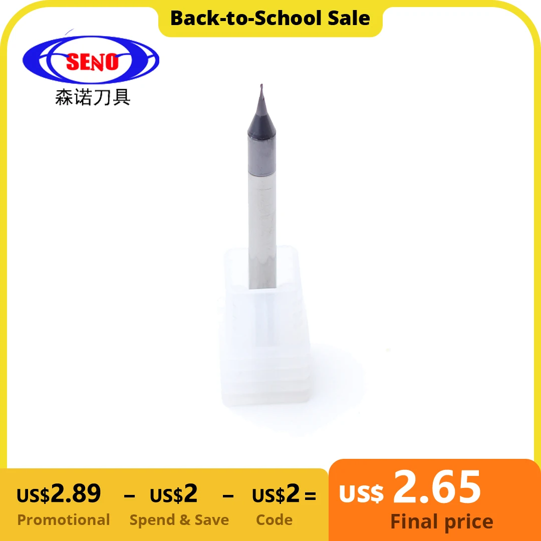 1PC Концевая микро-фреза HRC60 2 канавки 0 2-0 9 мм Micro Square End Mill флейты TiAIN Flat 4 хвостовик