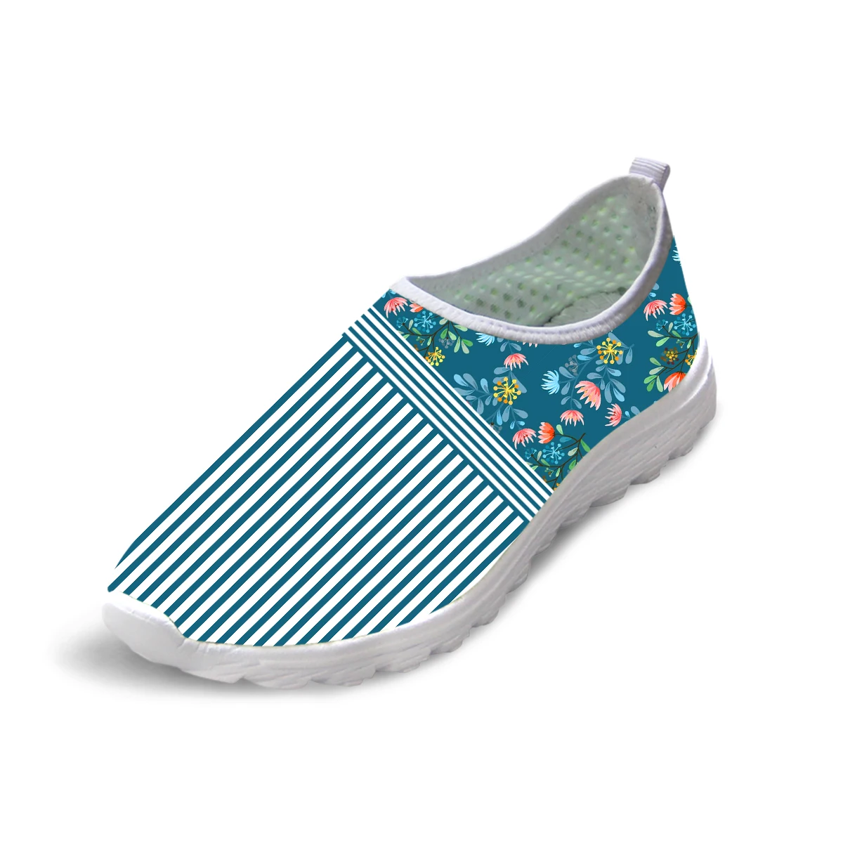 ADVOCATOR Striped Floral Print Mesh Footwear Breathable Woman Flats Shoes Summer Slip on Light Loafers Zapatos Free Shipping