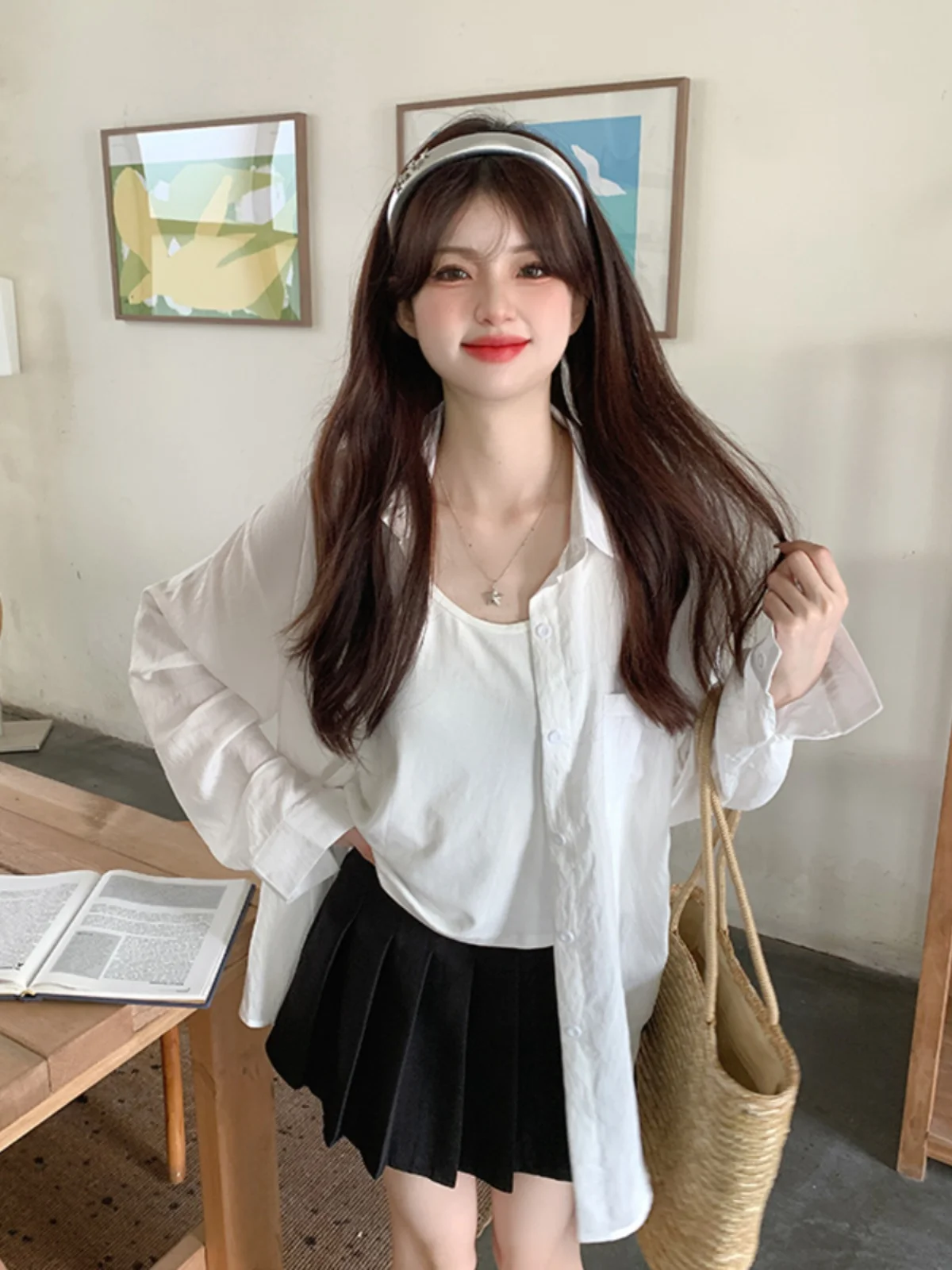 Нет. Женская одежда летняя рубашка в Корейском стиле с длинным рукавом и защитой