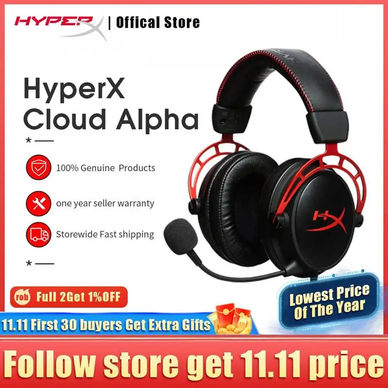 

Оригинальная игровая гарнитура HyperX Cloud Alpha, проводная и Беспроводная электронная Спортивная гарнитура с микрофоном, наушники для ПК, PS4, ноут...