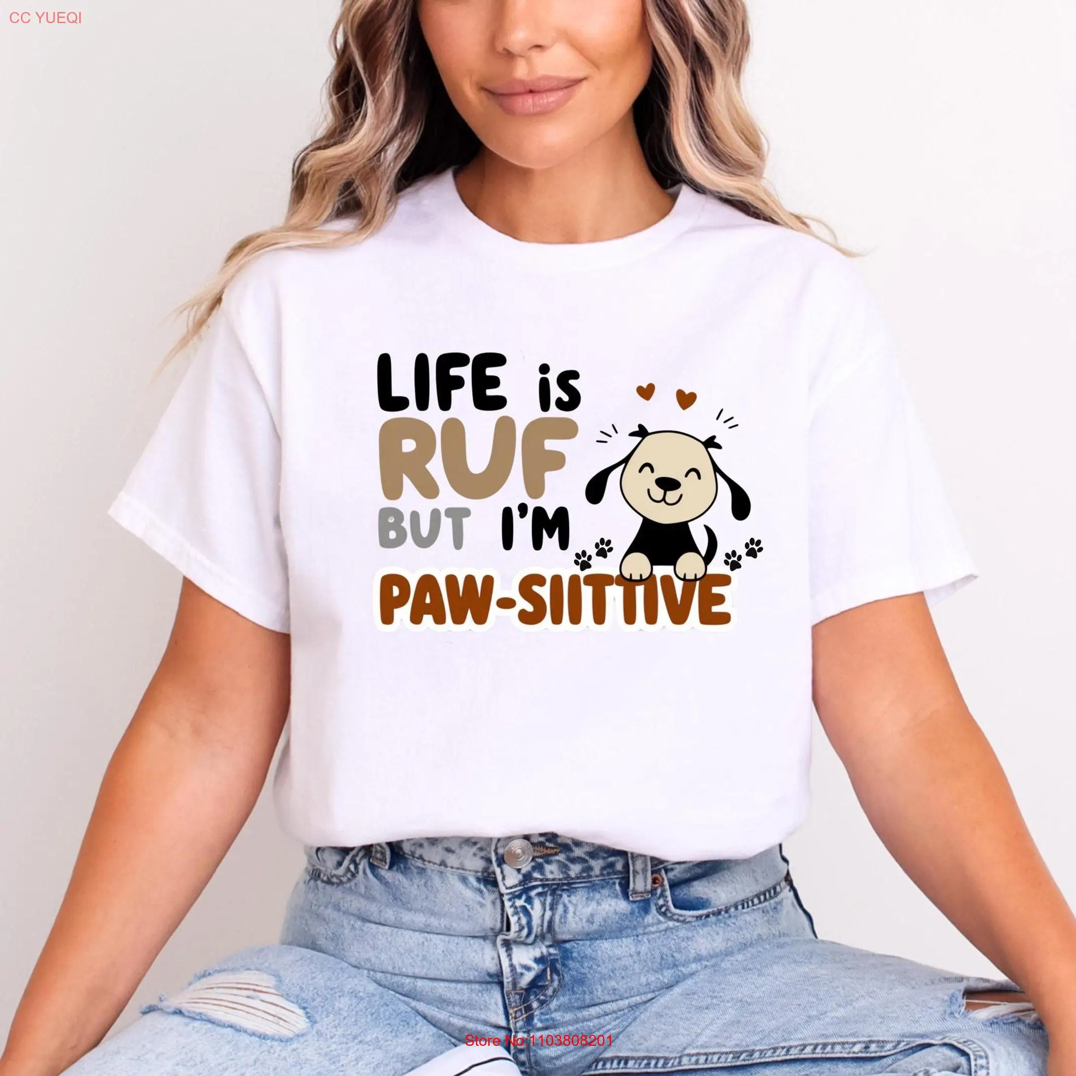 Cute Dog Themed T Shirt Paw sitive for Lovers Pet Owners Casual Wear Animal Apparel Funny long or short sleeves