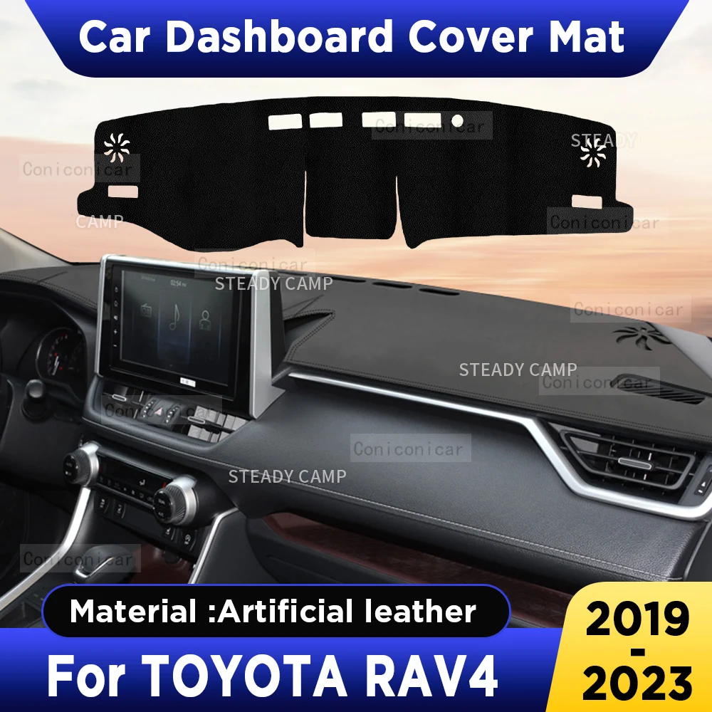 Фото Для Toyota RAV4 XA50 2019-2023 2022 2021: Коврик-накидка на приборную панель автомобиля, солнцезащитный коврик, анти-UV, из искусственной кожи, аксессуары. №1