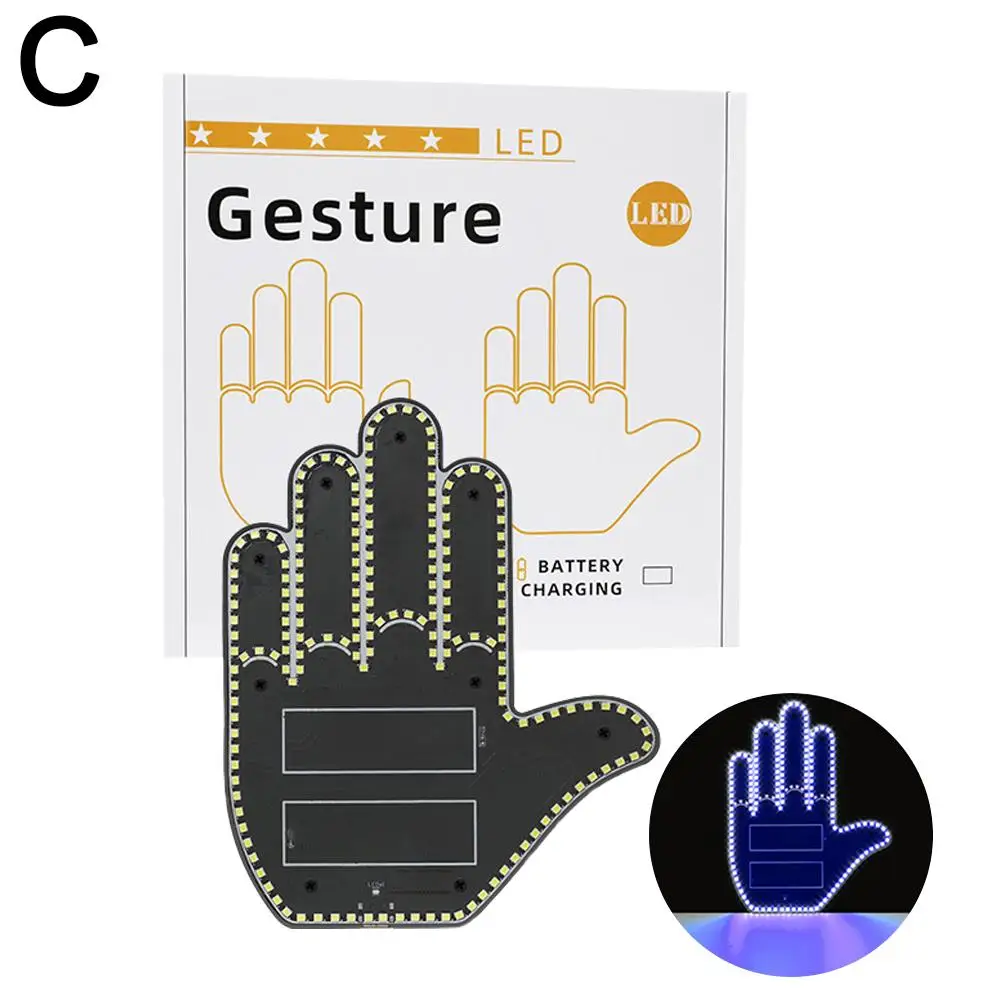 

Жестный ручной фонарь для автомобиля, ручной светодиодный знак Road Rage для автомобиля, подсветка жестов руки для окна автомобиля, дорожная рука