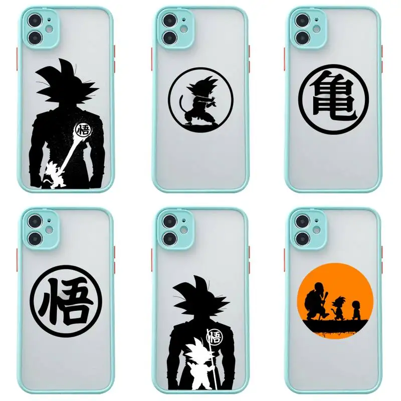 

Anime Dragon Ball Phone Case For iphone 13 12 11 Pro Max Mini XS 8 7 Plus X SE 2020 XR Matte Transparent Light blue Cover