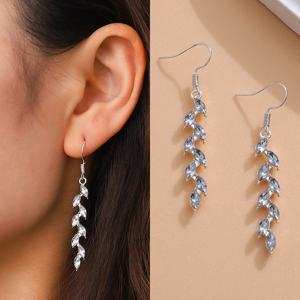 

Fashion Elegant Drop Earrings for Women Charming Full Zircon Dangle Earrings Lady Long Pendant Ear Ring Jewelry Accessories