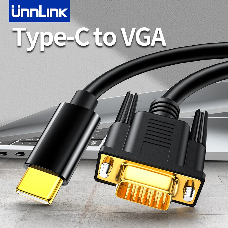 

UNNLINK Type c To VGA DVI Cable Converter 1080P 60HZ USB C To DVI VGA Adapter Cable for Laptop UHD External Video Projector 1.8m