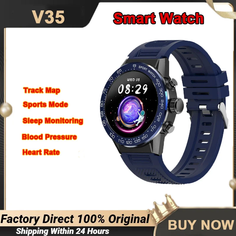 

V35 Smart Watch for Men 1.32 Inches HD Screen BT Call Music Playback Control Heart Rate Blood Pressure Blood Oxygen Smart Watch