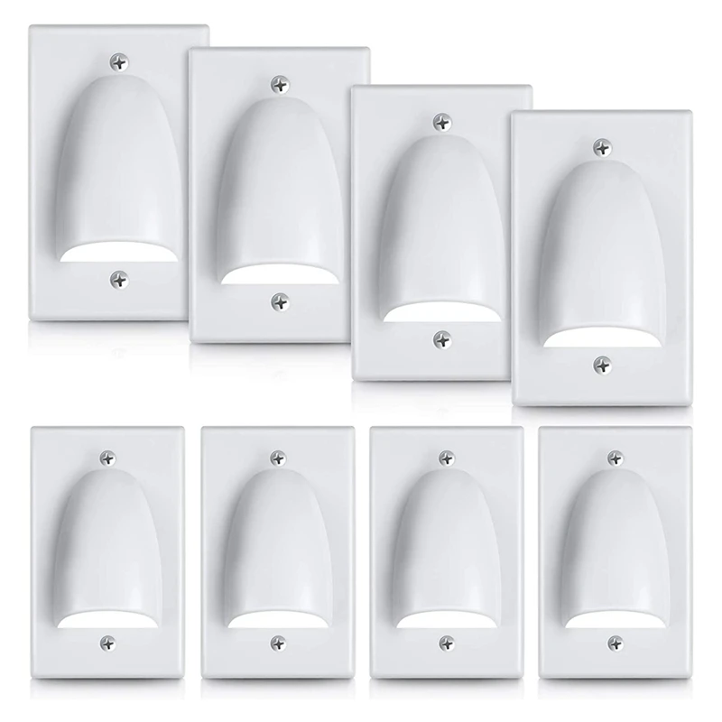 

8 Pcs Single Gang Bundled Cable Wall Plate Recessed Internal Cable Plate Cable Dust-Proof Plate Audio Video Cable Plate