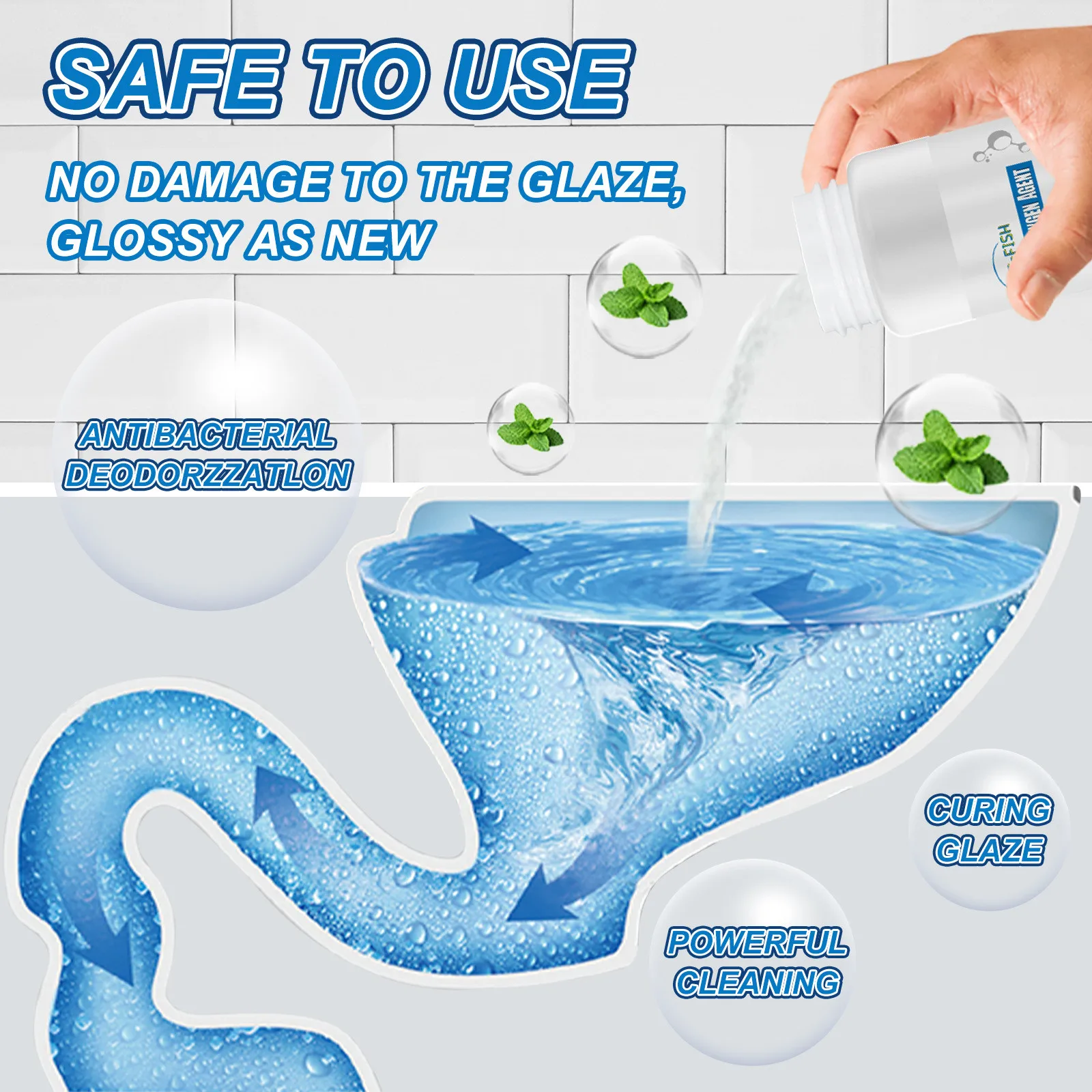 Toilet Active Oxygen Agent Powerful Pipe Dredging Kitchen Water Sewer Sink Cleaning Deodorant Powder |