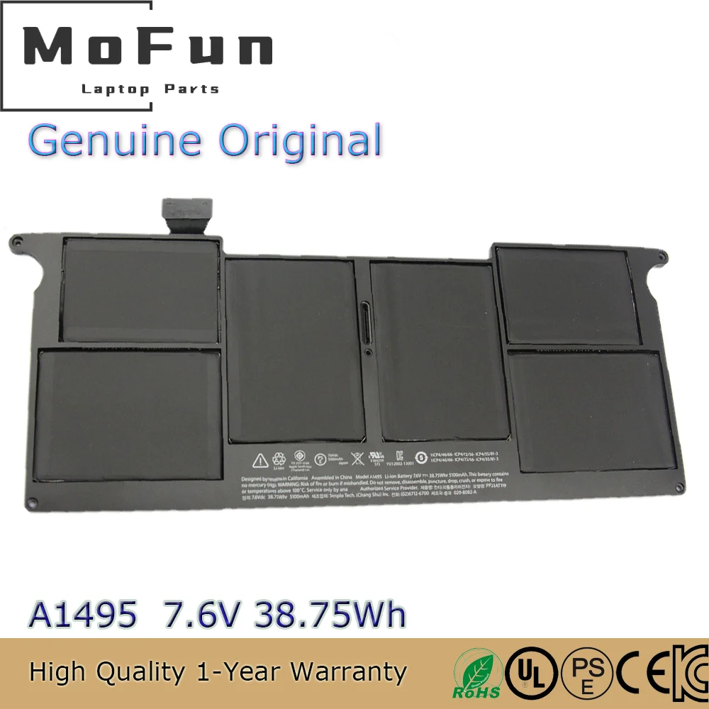 Совершенно новый оригинальный A1495 7 6 В 38.75Wh Аккумулятор для ноутбука Apple MacBook Air 11