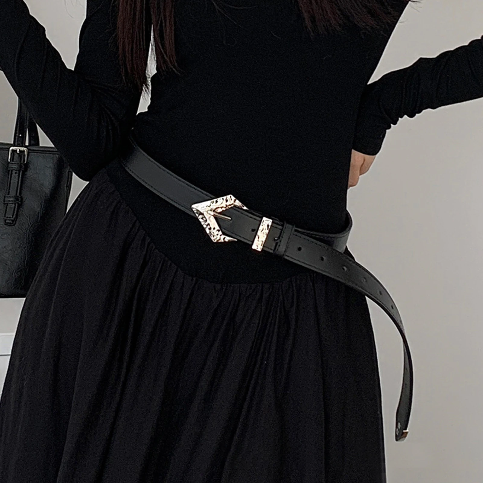 

Ремень из искусственной кожи Женский, классический однотонный пояс с уплотнительной пряжкой для платьев, джинсов, штанов