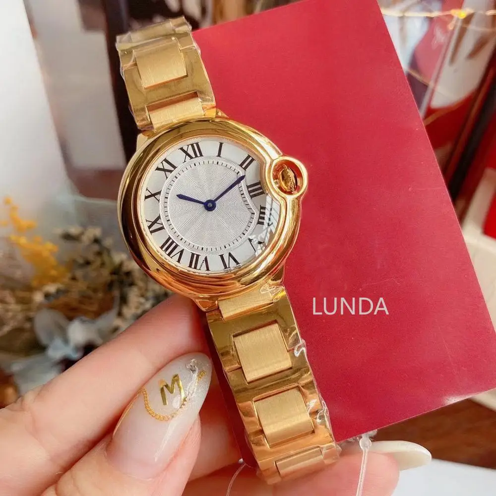 

Часы наручные женские с сапфировым стеклом, брендовые с циферблатом 33 мм, из нержавеющей стали, синие