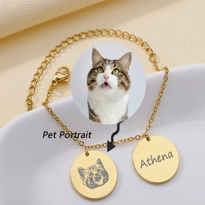 

Custom Personalized Bracelet Custom Mothers Day Friend Gift For Her Pet Portrait And Name Bracelet Memorial Gift Bracelet