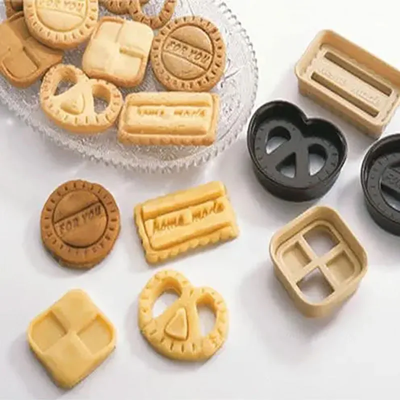 

4Pcs Danish Cookies Cutter Mold Love / Square / Circle / Rectangle Fondant Cakes Biscuits Kitchen Baking Stamps Decorate Tools