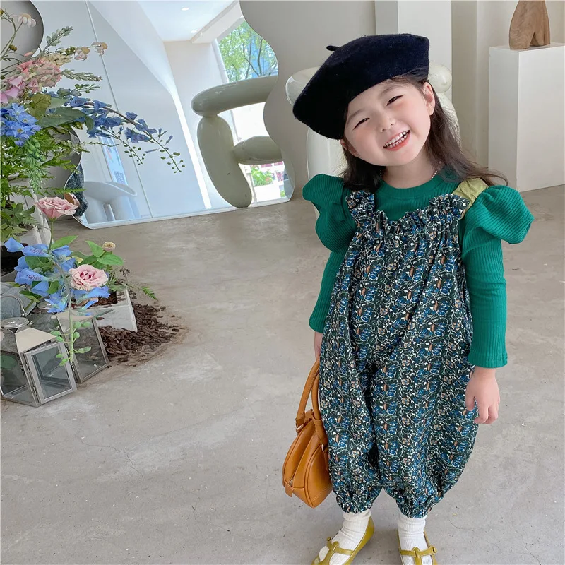 

Girls Jumpsuit Clothing Autumn Floral Girls Overalls Jumpsuit Casual Japanes & Korean Girls Palysuit Baby Kids Clothes