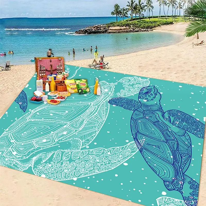 

Пляжное одеяло с защитой от песка, коврик с защитой от морского песка, с угловыми карманами и 4 гвоздями для улицы, Пляжное освещение, путешествия, кемпинга 200x210 см