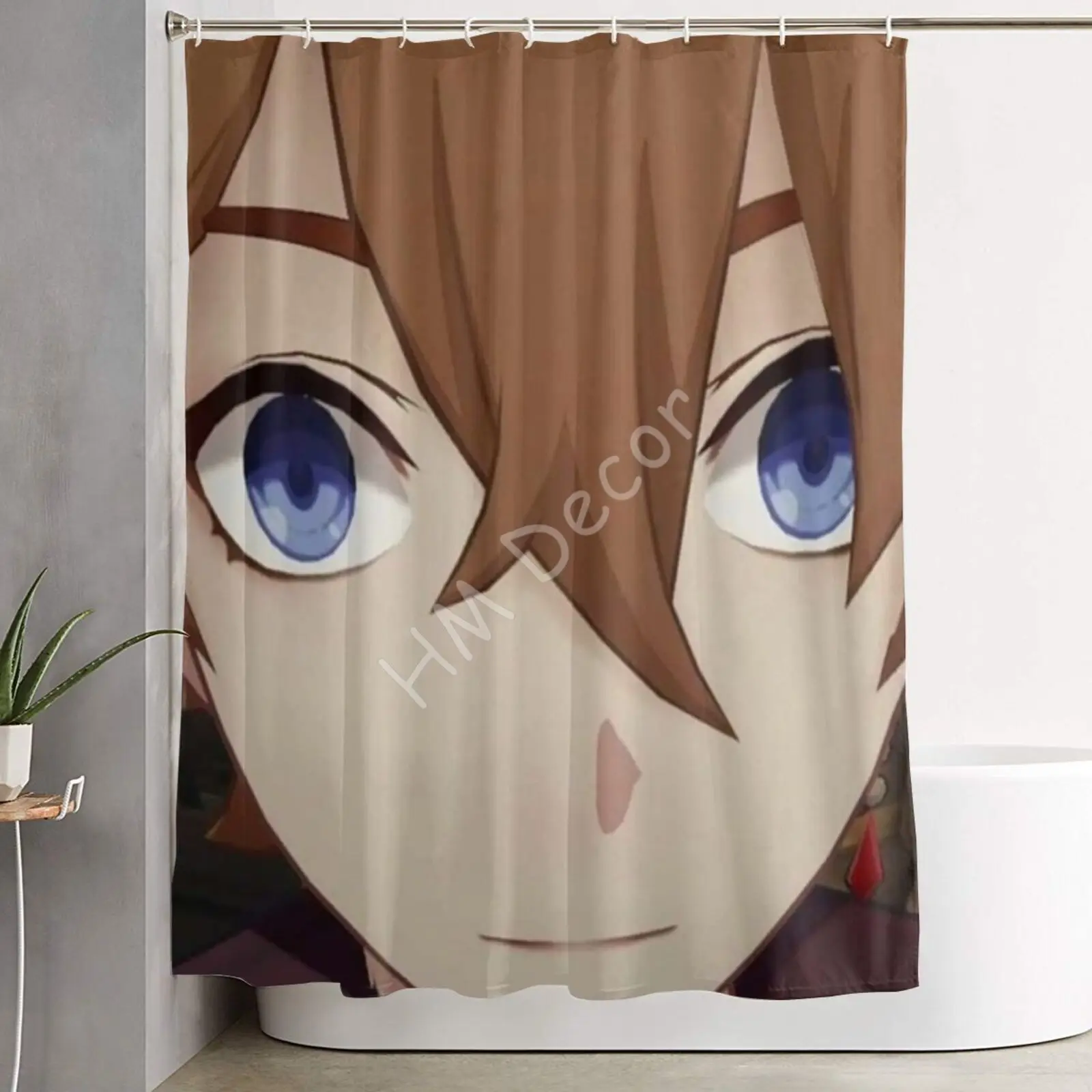 Childe Genshin Impact Shower Curtain Anime Polyester Bathroom Curtain Waterproof Bathroom Decor Dropshipping Cortinas De Baño 3D