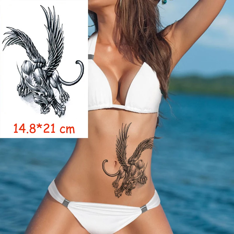 Waterproof Temporary Tattoo Sticker flying eagle wings bird tatoo water transfer fake tatoo flash tatto Woman Man kid 14.8*21 cm images - 6