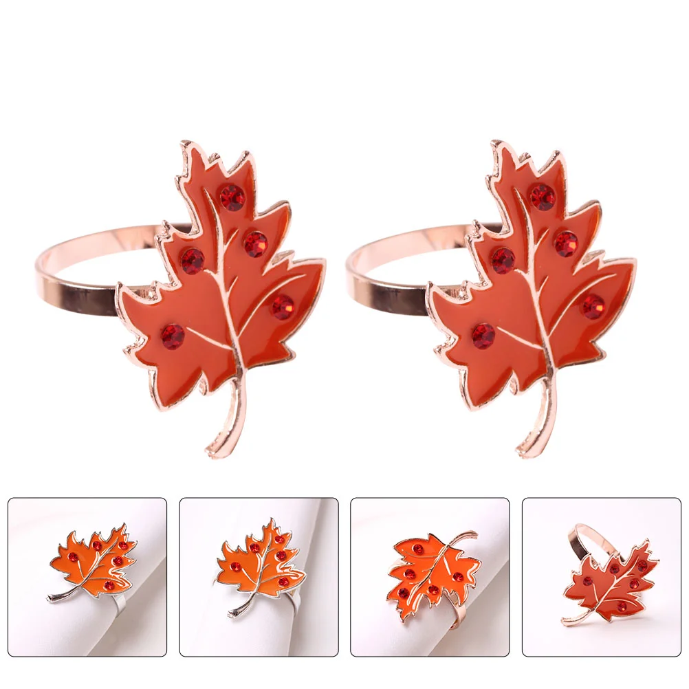 

4pcs Maple Leaf Napkin Buttons Napkin Decoration Rings Home Decor
