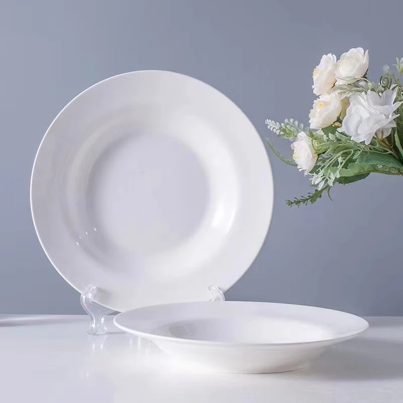 Керамическая обеденная тарелка Минималистичная 8-дюймовая круглая белая
