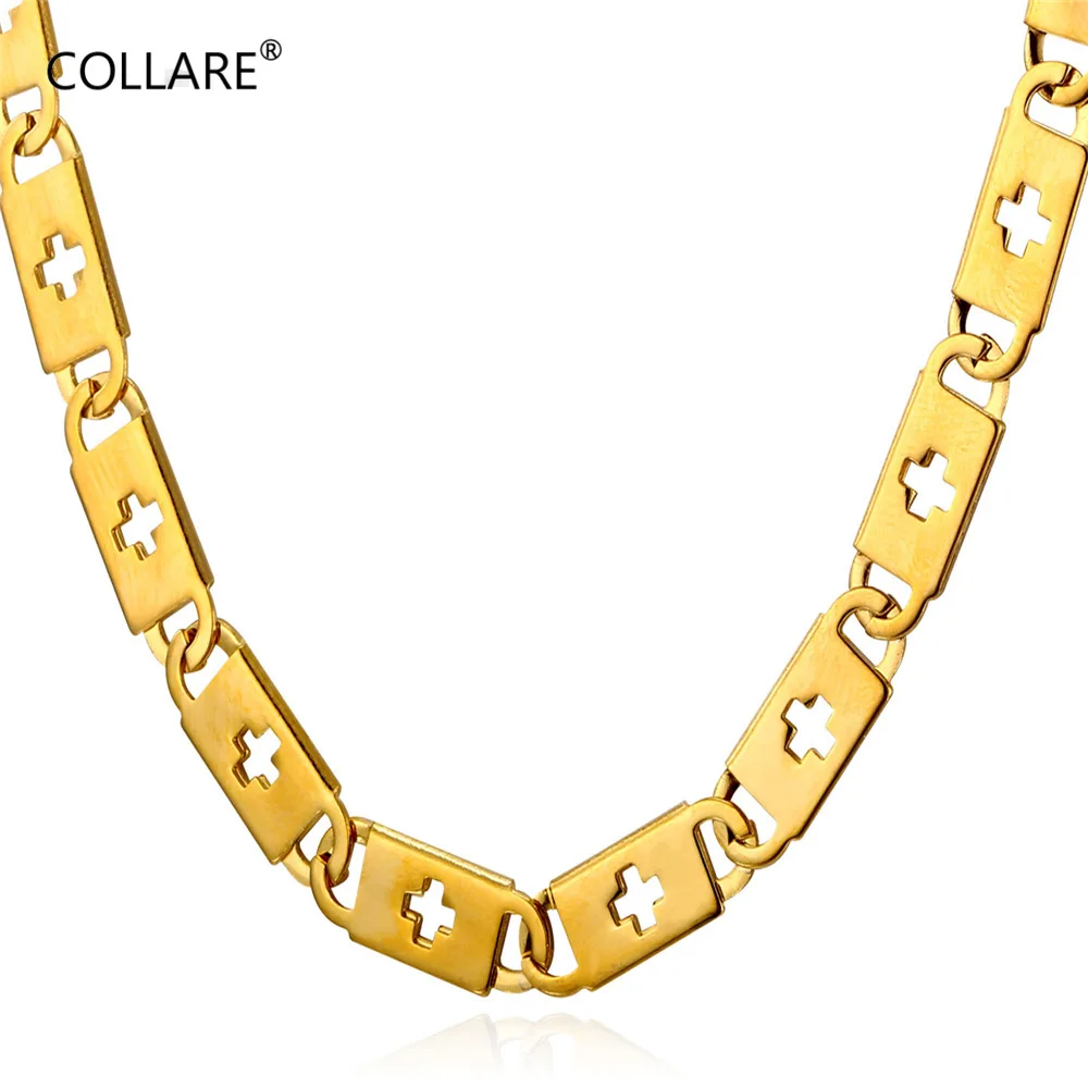 

ChainsPro Cross Box Link Chain Men Necklace 316L Stainless Steel Gold Color Hippie Men Jewelry Christian Necklace N252