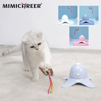 electric teasing cat stick octopus shaped body interactive feathers 360%c2%b0 rotating replaceable hook funny kitten toy supplies