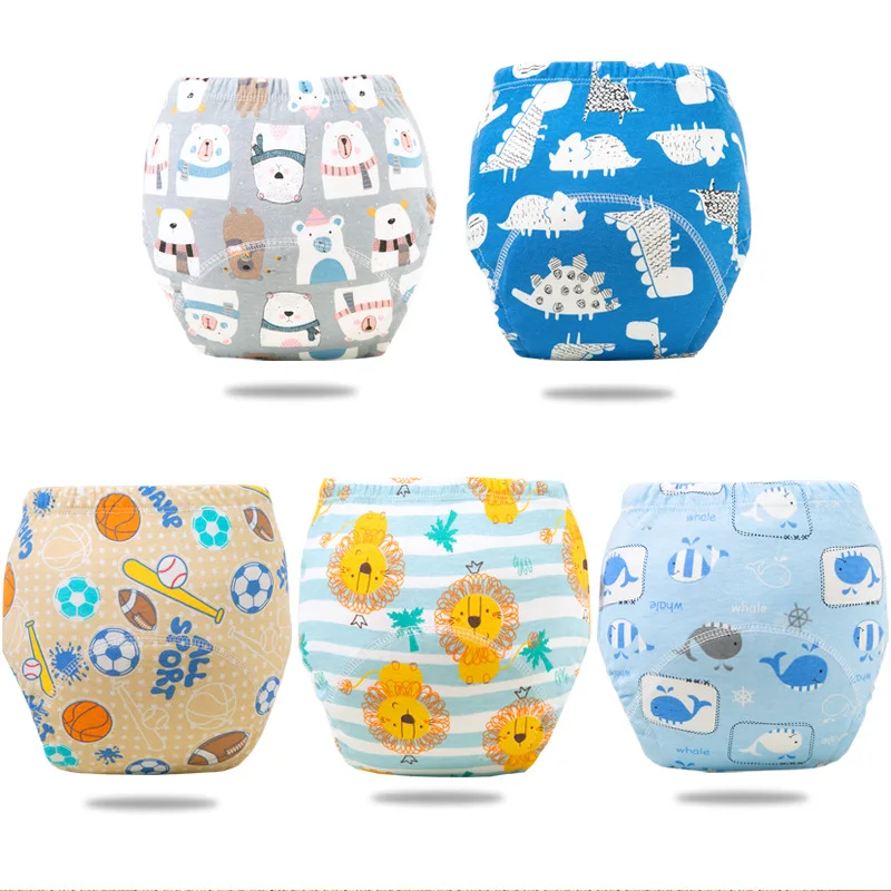 

New Baby Potty Toilet Training Pants Nappies Cartoon Boys Girls Underwear Cotton TPU WaterProof Panties Reusable Diapers Cover
