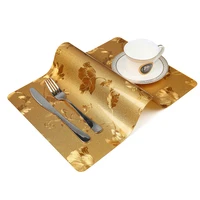 square gold insulated placemat eco friendly pvc leaf waterproof tableware tablecloth cup bowl mat hn04