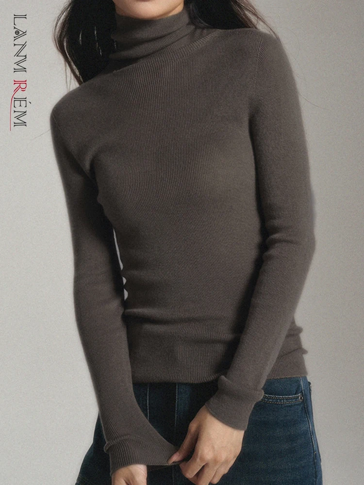 

EWQ Wool Knitted Turtleneck Bottoming Sweater For Women Solid Long Sleeve Office Lady Female Tops 2023 Autumn New 26D5364
