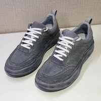 ostrich leather genuine grey round head low top sports man designer luxury brand men high quality fashion trend casual shoes
