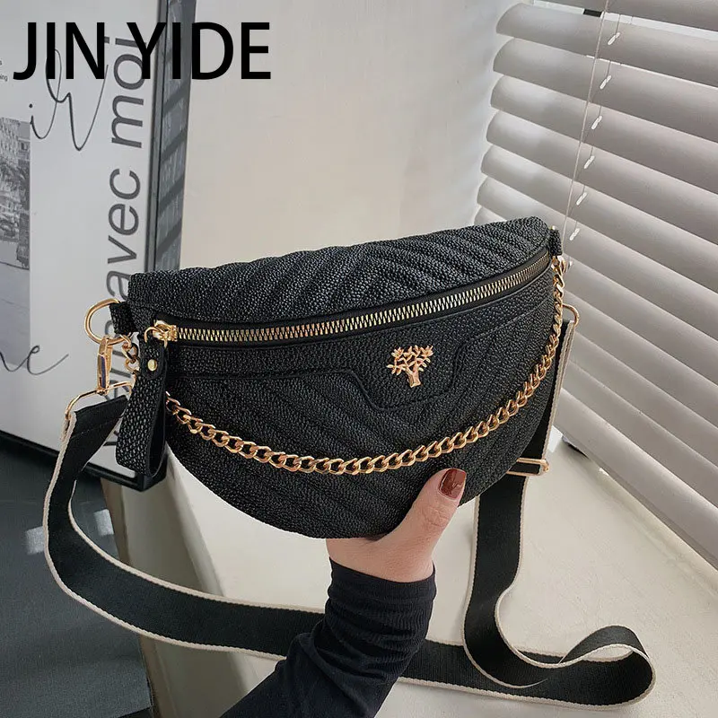 Купи New Brand Chain Women's Fanny Pack PU Leather Waist Bag Shoulder Crossbody Chest Bags Luxury Designer Handbags Female Belt Purse за 791 рублей в магазине AliExpress