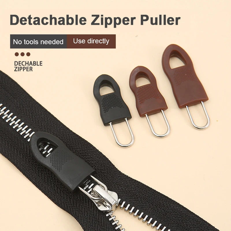 

10PCS Detachable Metal Zipper Pull Tags Zip Fixer for Clothes Black Zipper Puller Slider for Travel Bag Suitcase Clothes Tent