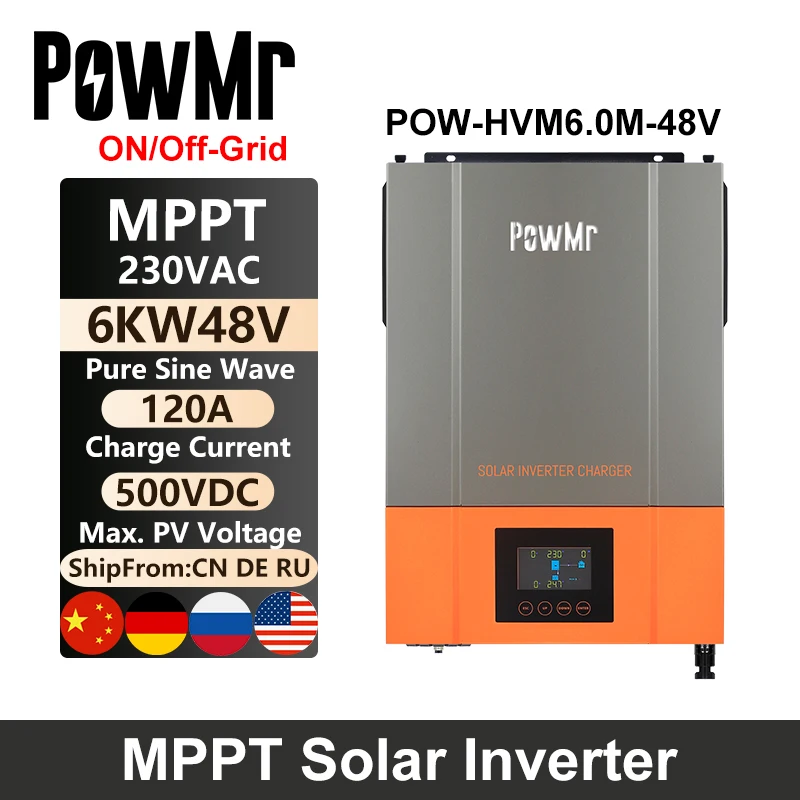 

Солнечный инвертор PowMr, 6000 Вт, 48 В, В переменного тока, в