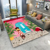 abstract garden plants carpet living room area rug floor mat modern multicolored bath anti slip bedroom flannel home decoration