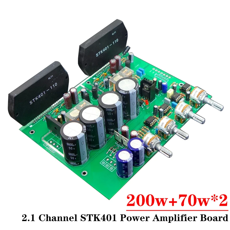 

200w+70w*2 STK401 2.1 Channel Subwoofer Amplifier Board High Power Treble Bass Adjustment Diy Kit HIFI Amplifier Audio