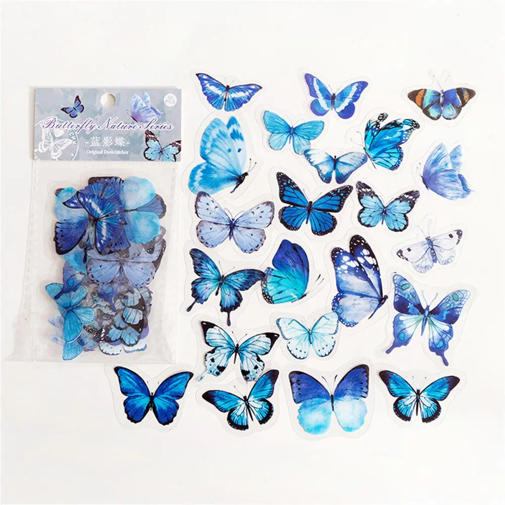 40pcs Colorful Butterfly Shape PET Stickers Art Handbook Diary DIY Decoration Album Notebook Scrapbooking Stickers images - 6