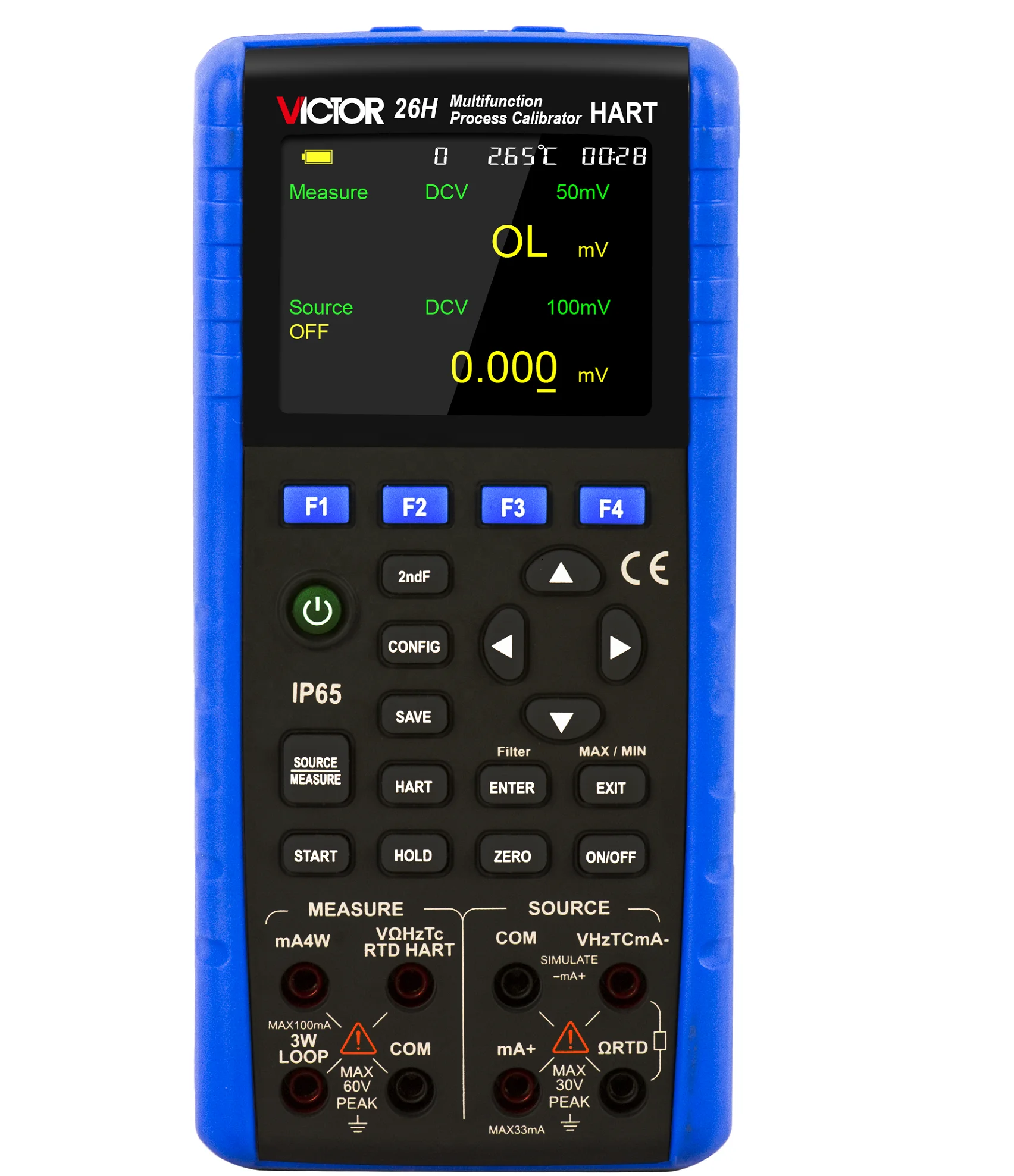 

VICTOR26H Multifunction Process Calibrator HARTCommunication With Accuracy 0.01% 5 Digits Display 24V loop circuit IP65